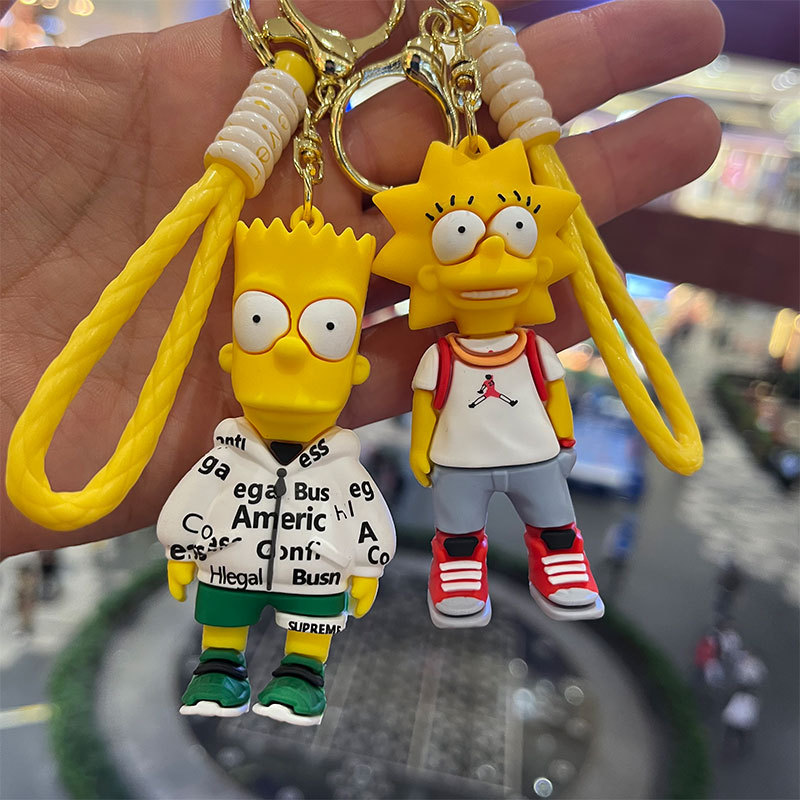 Simpson Cartoon Silicone Key Chain Doll Cute Pendant Toy Bag Hanging Keychain Small Jewelry Wholesale