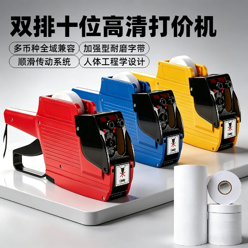 Cross-border new product dual-row high-definition price tag machine, product price label machine, coding machine, price tagger, price tag gun