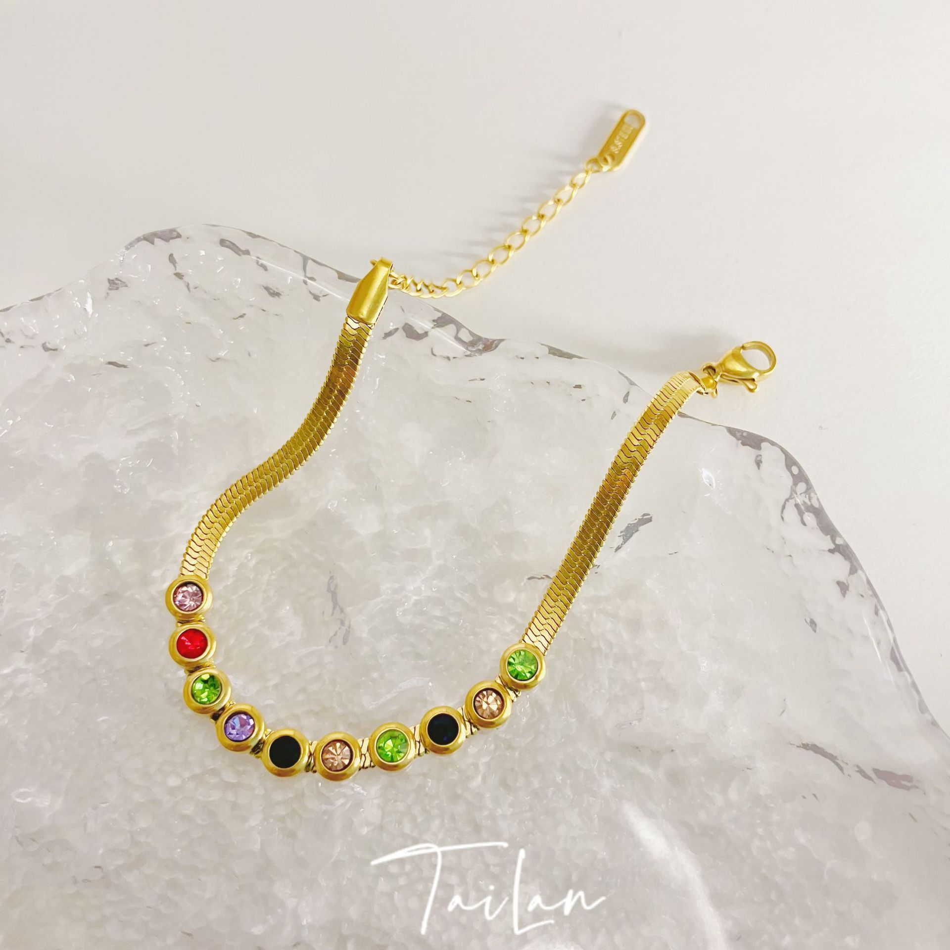 Fashion Geometric Stainless Steel Plating Zircon Bracelets 1 Piece