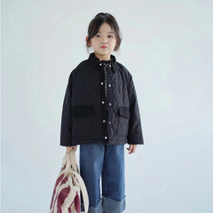 網紅新品親子裝上新設計日系拼接翻領絎縫棉衣外套寬鬆春秋冬