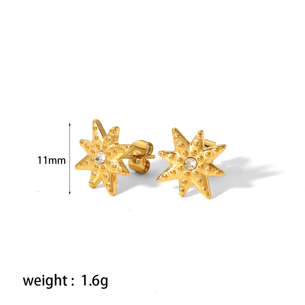 Women's Gender Plating Design 1 Pair Simple Style Commute Cross Moon Plating 304 Stainless Steel Ear Studs