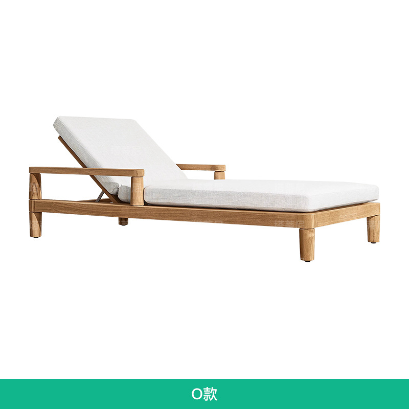 TECA al aire libre tumbado cama de ocio individual reclinable impermeable a prueba de sol piscina reclinable sofá cama de madera maciza muebles de patio image 21