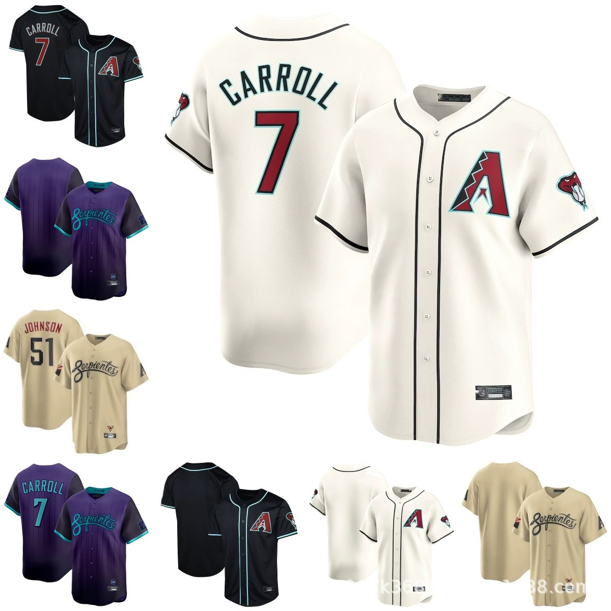 Diamondbacks DIAMONDBACKS 4 MARTE Бейсбольная майка Карролла с вышивкой