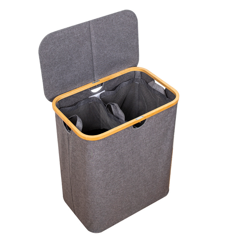 Fuente de fábrica Amazon doble bolsa interior sucia cesta de polvo canasta plegable estilo japonés ins cesta explosión