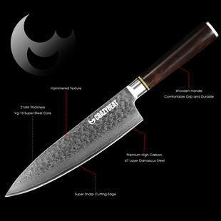 Hand Forged Hammer Pattern Kitchen Chef Chopper Cross Border Hot Sale in stock Wholesale Wooden Handle Sharp 10CR