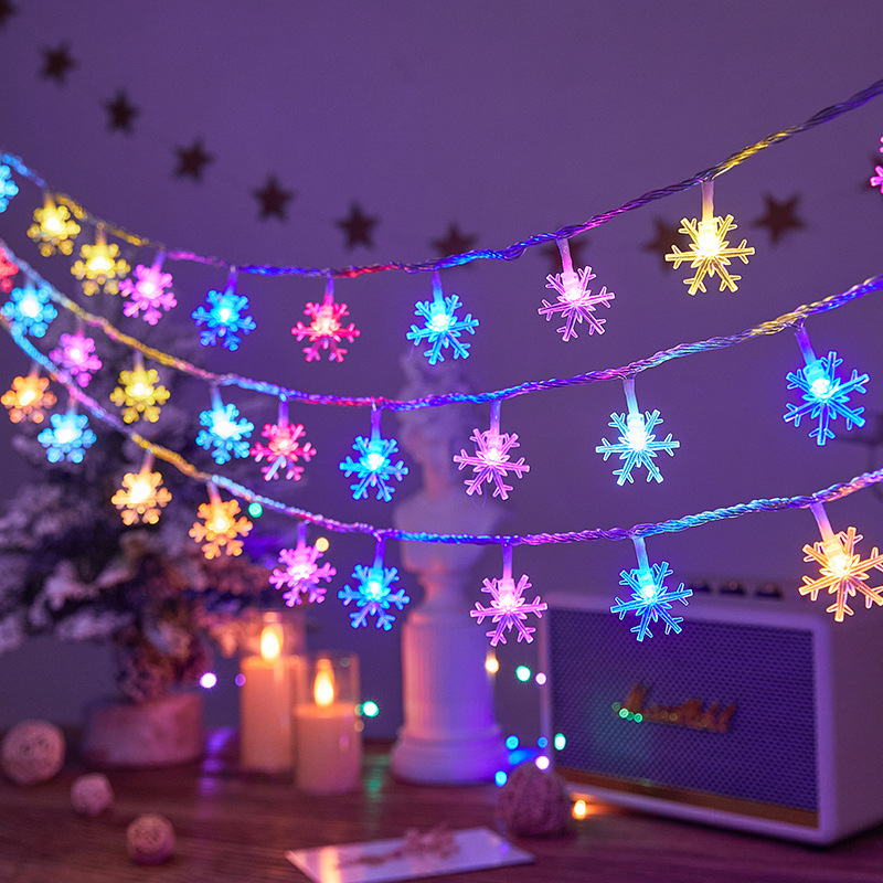 Ledの小さい雪の花のクリスマスの装飾の明かりの星の明かりのボールの明かりの夜市は露店の小さい色の明かりの室内の配置を並べます|undefined