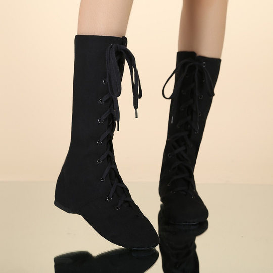 [7085 People] Extended High-Top Jazz Shoes, Pole Dance Shoes, Modern Dance Jazz Boots, Men's Soft Soles
