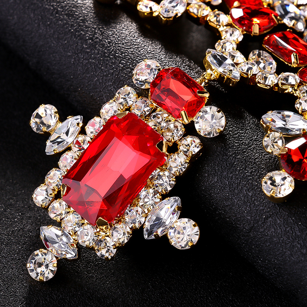 Aliexpress Fire exagerado conjunto de joyería de diamante collaría de moda aretes accesorios conjunto de joyería