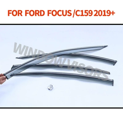 Suitable for 2019+ Ford Rain shield - cross-border-precision-shooting-without-car-logo-focus-hatchbacksedan-mk4-c159-2019-ps-with-silver-bright-strip-rain-shield