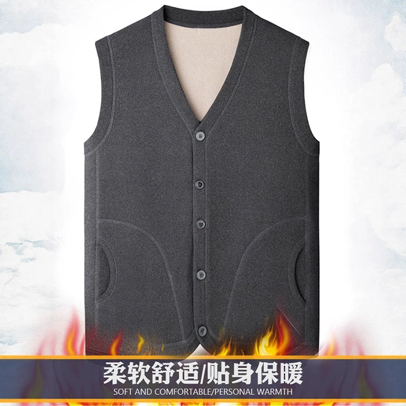 Осенне-зимняя одежда для мужчин среднего и старшего возраста, термобелье с флисовой подкладкой, жилет, одежда для пап, мужской жилет для мужчин среднего возраста.