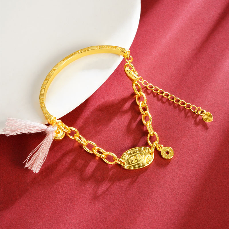 Brazalete de oro de arena para niñas brazalete de alta calidad ajustable extensión de cadena de joyería estilo nacional al por mayor