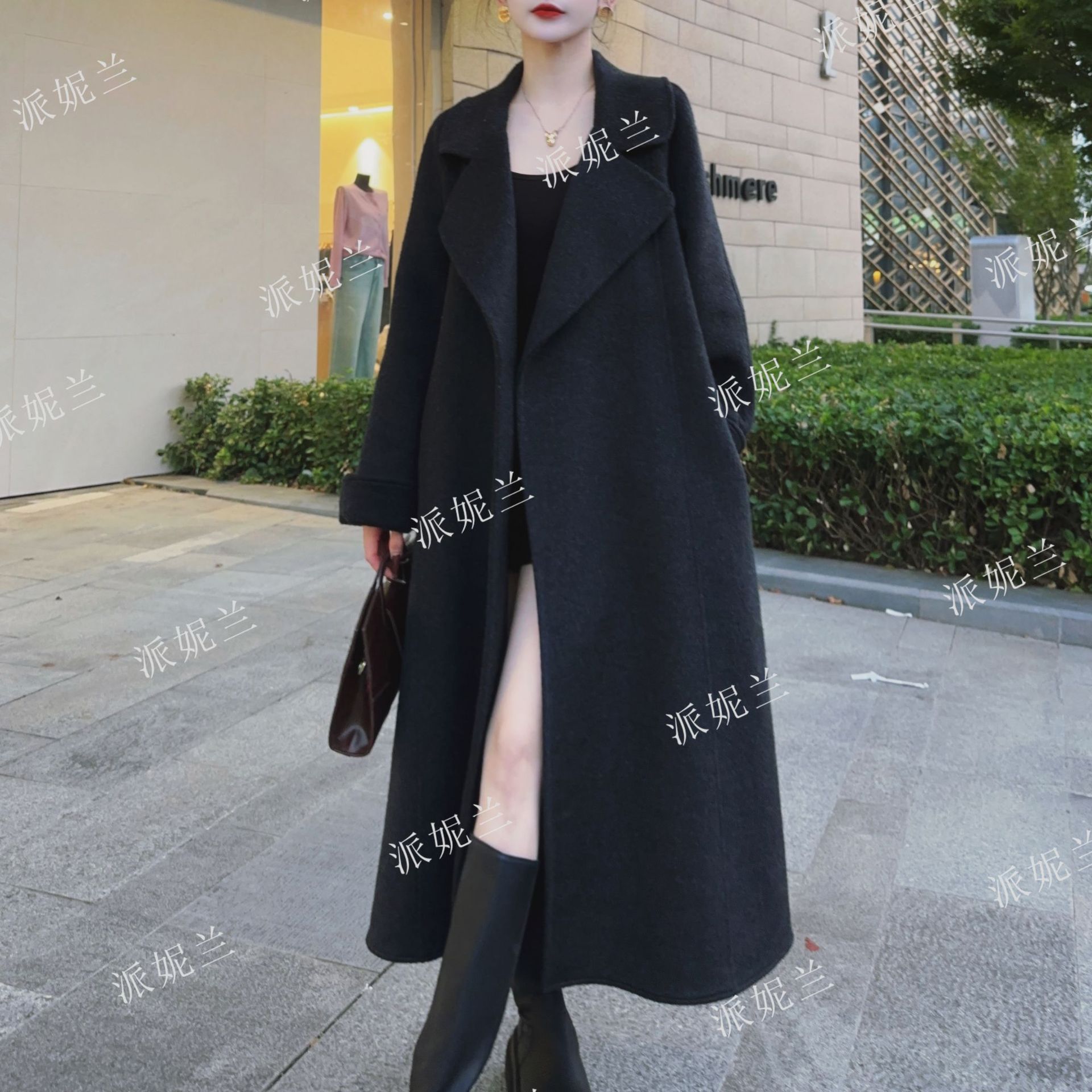 2024年秋冬新款加厚通勤双面绵羊毛大衣女毛呢外套保暖宽松加长款-阿里巴巴