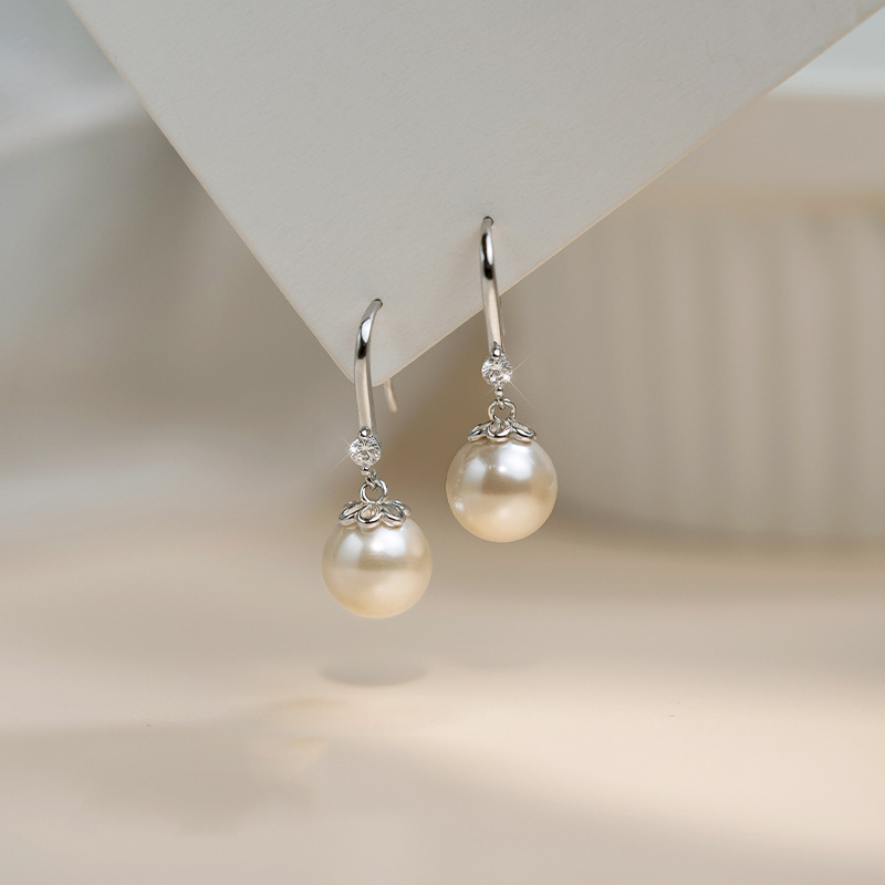 法式珍珠耳釘2024新款氣質耳環感耳墜耳鈎耳飾女