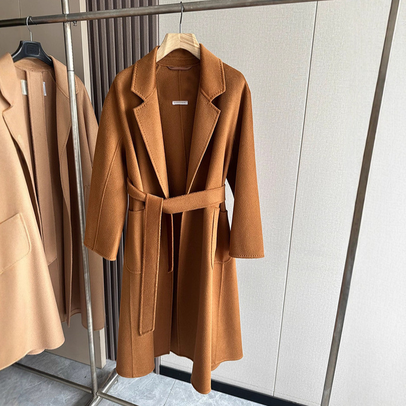Labbro Double-Sided Water Ripple Cashmere Coat m's Ludmilla Bathrobe Style Tie-Up Woolen Coat for Women Labbro Double-Sided Water Ripple Cashmere Coat m's Ludmilla Bathrobe Style Tie-Up Woolen Coat for Women