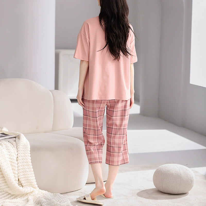 芬腾 Cotton summer pijama, thin breathable set, with short sleeve, oversize, plus size