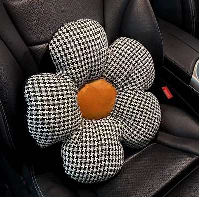 Cushion Goddess, Other Automotive Interior Supplies - houndstooth-flower-waist-orange
