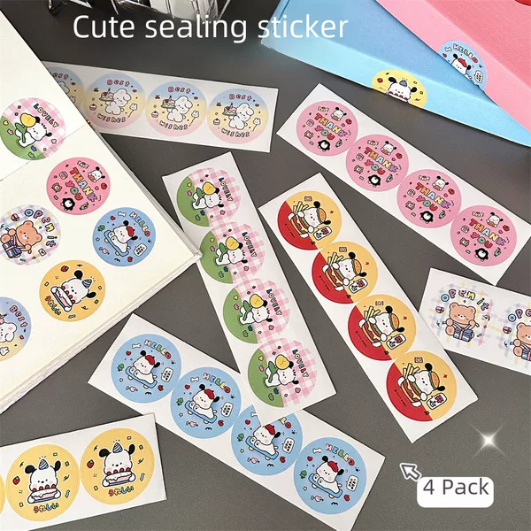 Original cartoon puppy round sticker waterproof sticker card gift sealing sticker packaging express material sticker