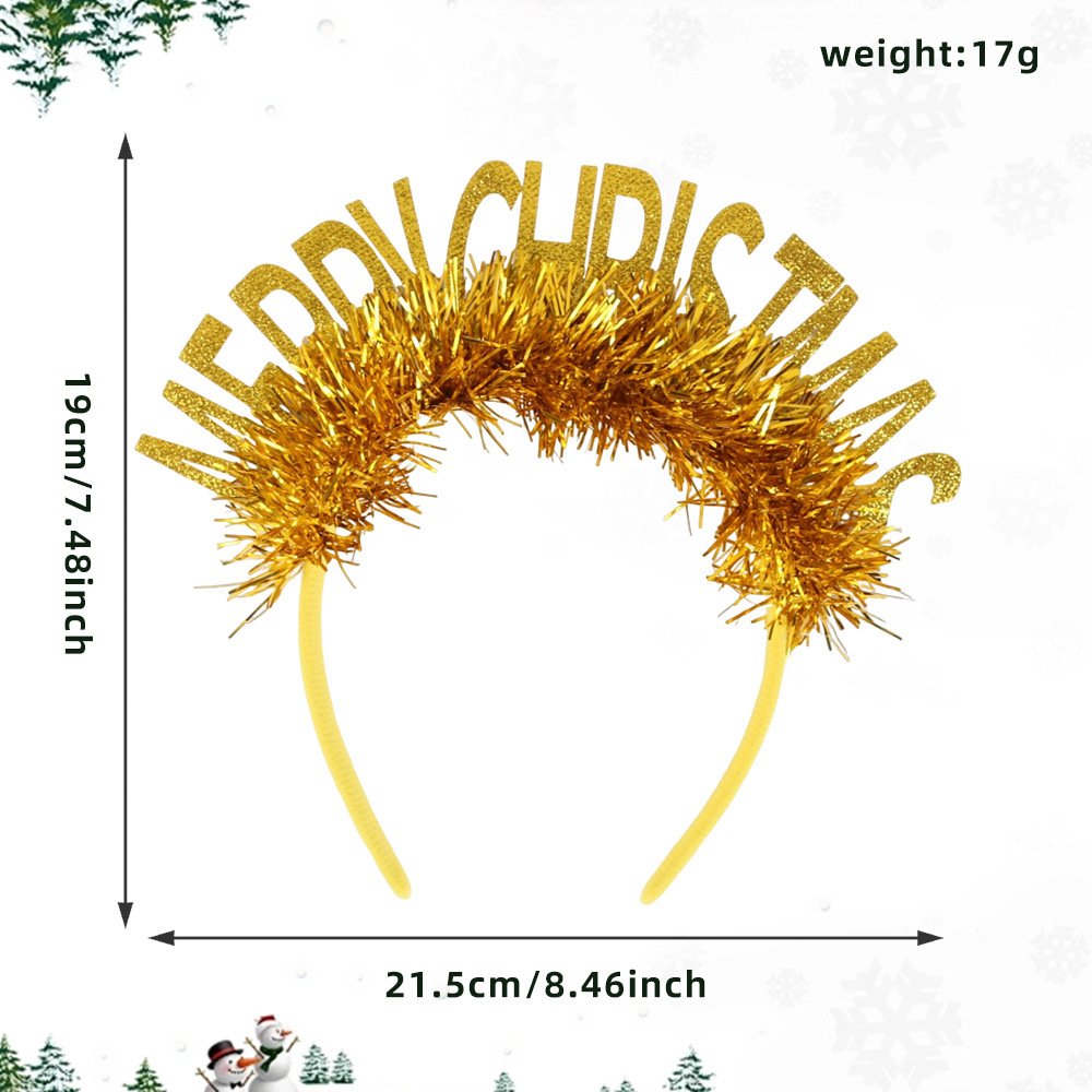 Navidad brillante polvo de letras inglesas adornamiento para el cabello decoración de fiesta de Navidad MERRYCHRISTMAS bandas de cabeza de colores