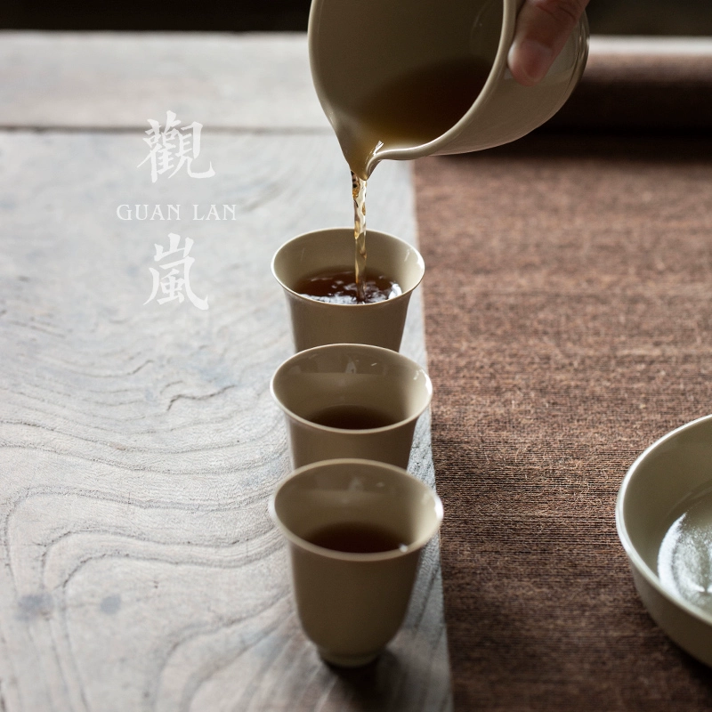 1E3113Y Handmade grass and wood gray kung fu tea cup tea cup main ceramic human cup single cup tea set tea cup bowl cup smell