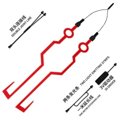 Luminous Helmet Clip-On Luminous Strip El Cold Light Sheet Motorcycle Helmet Night Running Light Cold Light Sheet Luminous Light Strip (Cold light sheet) - bright-red
