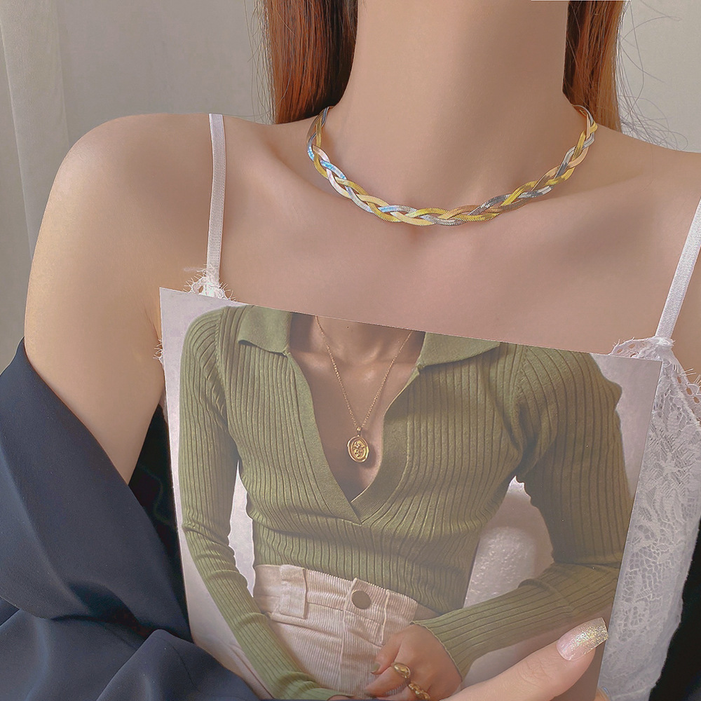 Women'S Gender Fashion Simple Style Geometric Titanium Steel Plating Braid Necklace