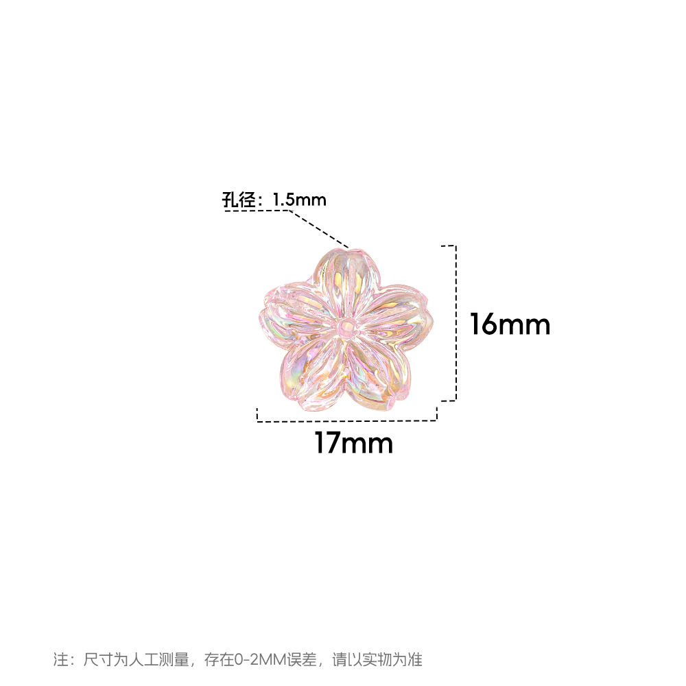Cuentas de flores de cerezo de colores transparentes, bricolaje, flor de cinco pétalos, pulsera transparente, cadena para teléfono móvil, accesorios, cuentas de joyería