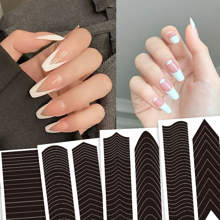 Nail Art French Side Auxiliary Sticker Crescent Smile Line French Nail Art Sticker V-shaped Nail Polish Gel French Sticker Wholesale Nail Art French Side Auxiliary Sticker Crescent Smile Line French Nail Art Sticker V-shaped Nail Polish Gel French Sticker Wholesale
