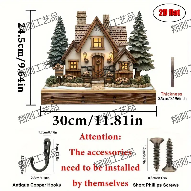 クロスボーダー热い贩売スポットカラフルな木制小屋キーハンガーフラットグラフィックリビングルーム装饰ストラップ木制卸売|undefined