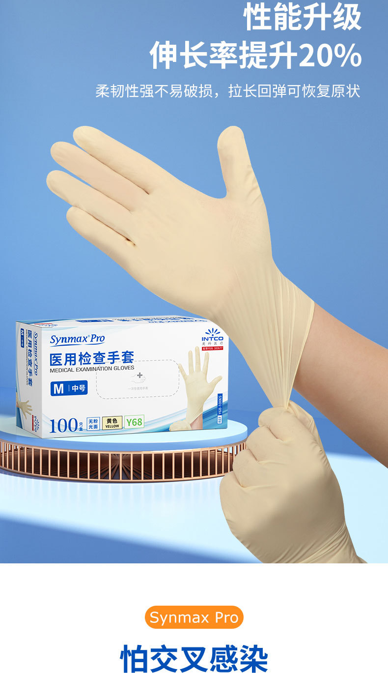 英科医疗synmax pro一次性医用检查手套加厚无粉高弹手套批发现货-阿里巴巴