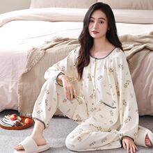 睡衣女士秋冬新款莫代尔长袖妈妈秋天中年大码开衫春秋家居服套装