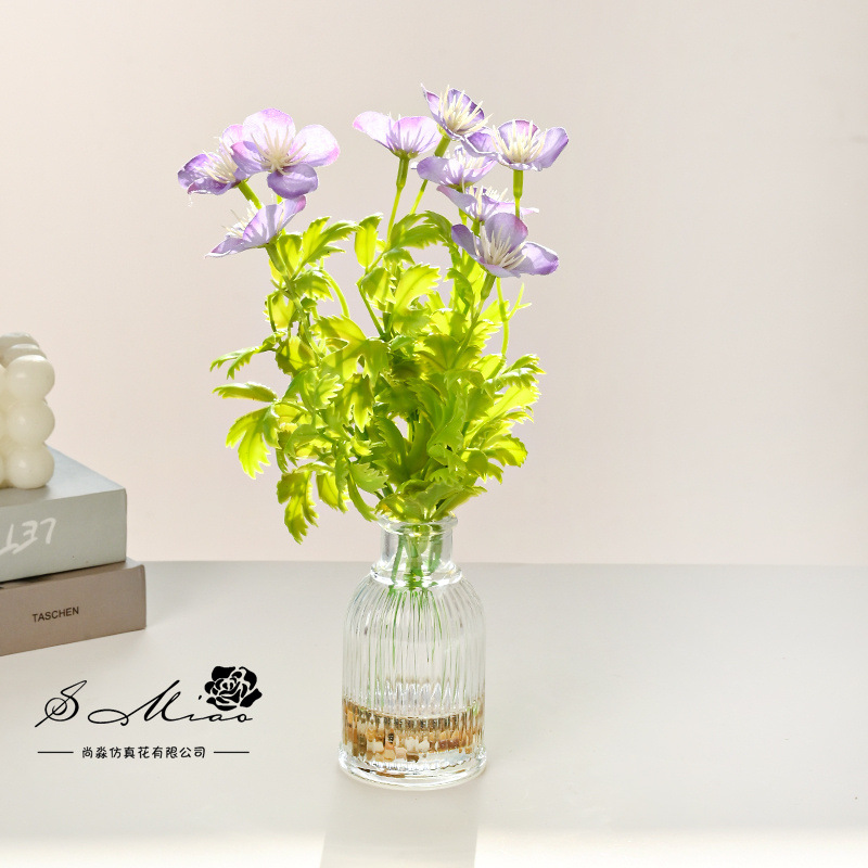 Flores falsas de vidrio de agua falsa flor de cerezo pequeña flor de bonsai de simulación decoración creativa flor de moda verde artificial simulación maceta