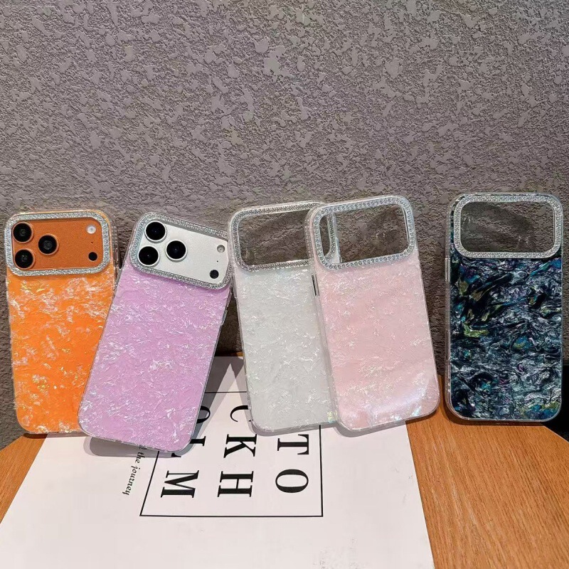 Suitable for Apple 17Promax Marble Shell Pattern Air 16Pro Diamond-Encrusted Iphone14 Mobile Phone Case 15
