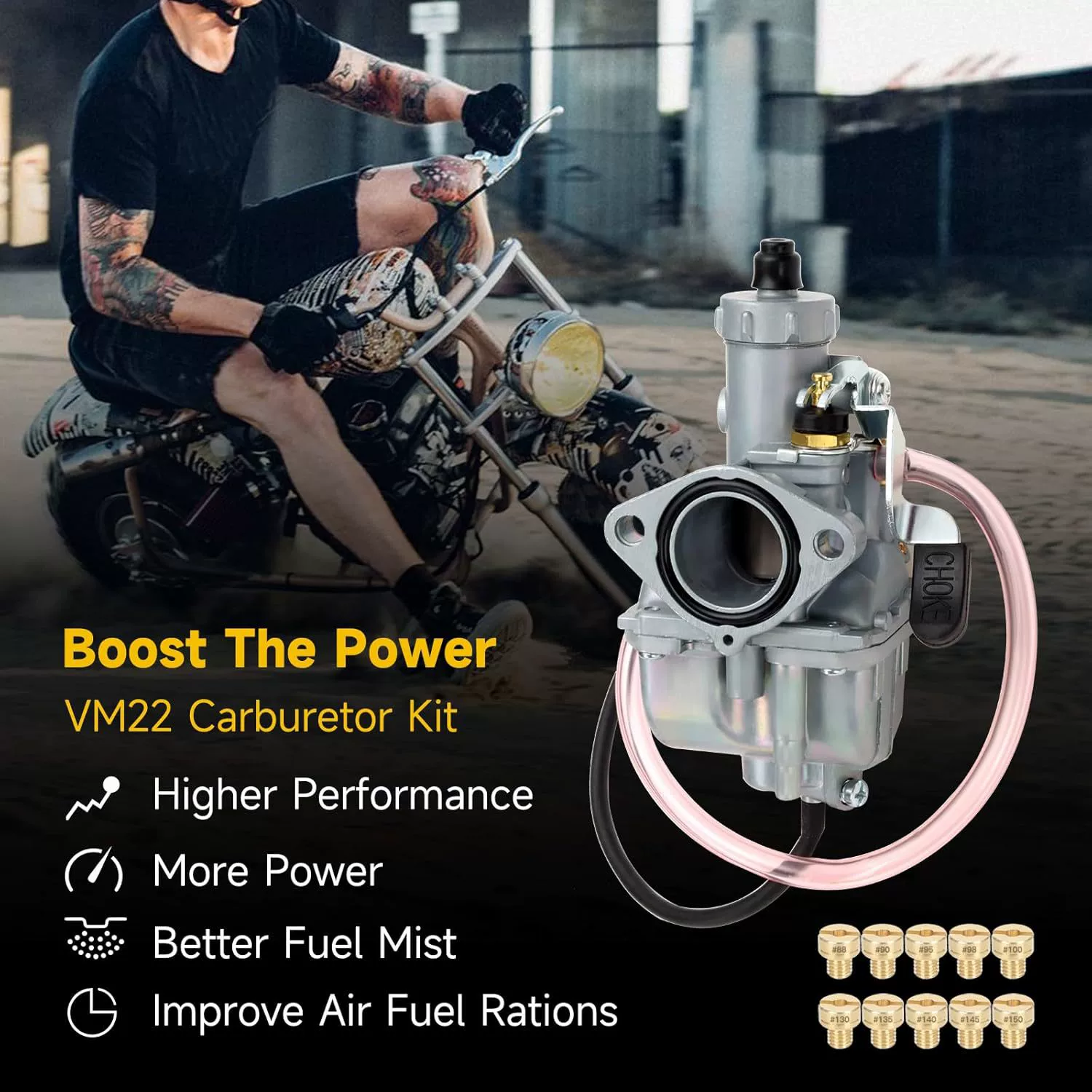 HIAORS VM22 Карбюратор 212cc, выхлопной глушитель, трос дросселя
