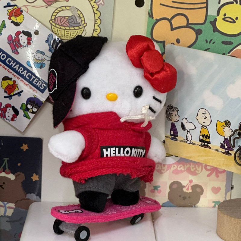 黑色草帽kitty帽宝宝挂件爱心扣公仔玩偶可爱赫本风挂饰钥匙扣|undefined
