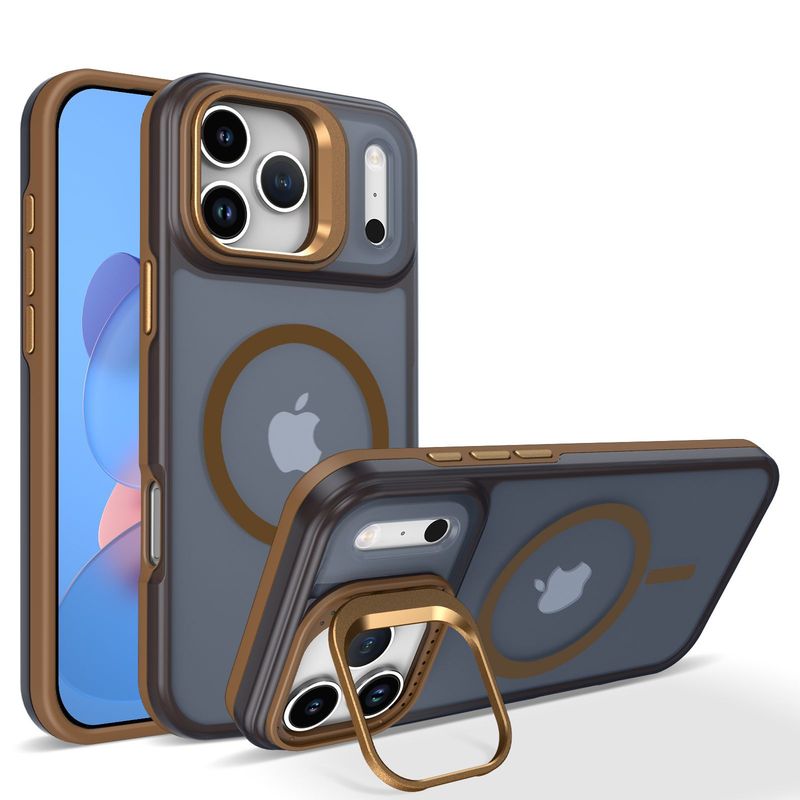 适用苹果17promax手机壳二合一镜头支架iphone16肤感磁吸保护套|undefined