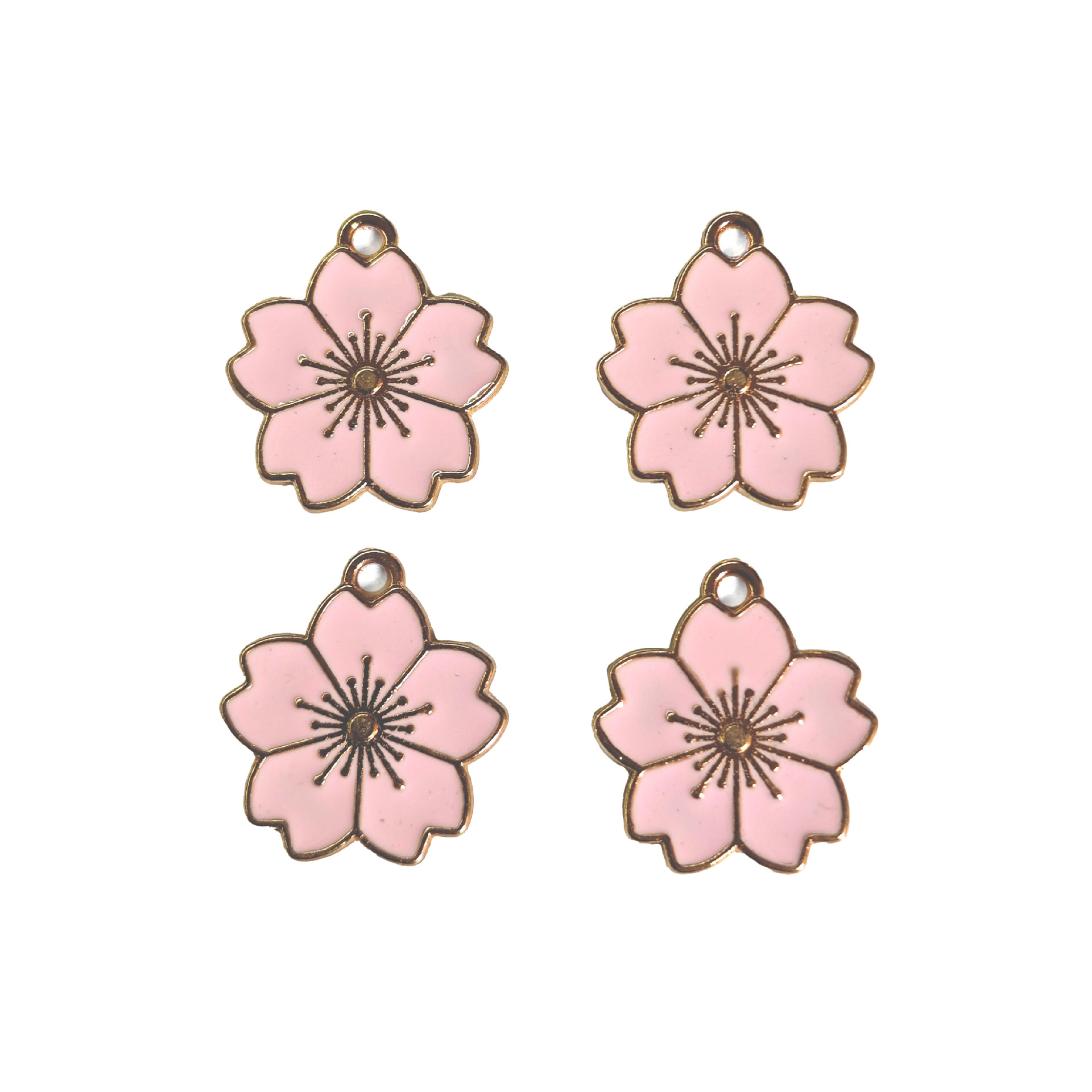 cherry blossom diy ornament accessories alloy oil dripping cherry blossom plum blossom five petal flower necklace pendant keychain mobile phone pendant