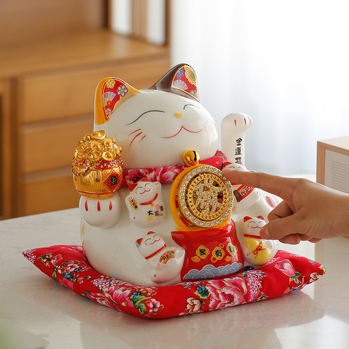 New store opening Lucky Cat as a congratulatory gift Electric hand crank front desk cashier Large Lucky Cat ceramic ornament gift