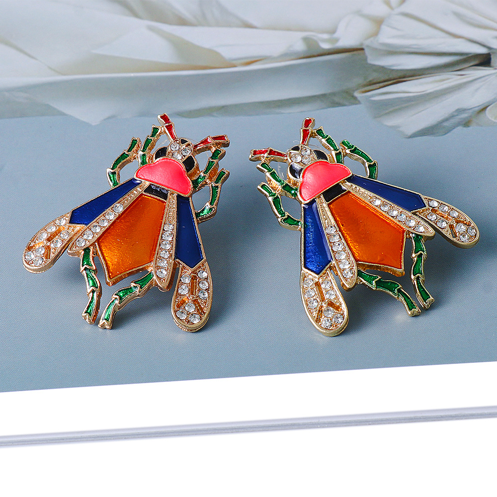 new cute cartoon insect color earrings diamond earringspicture6