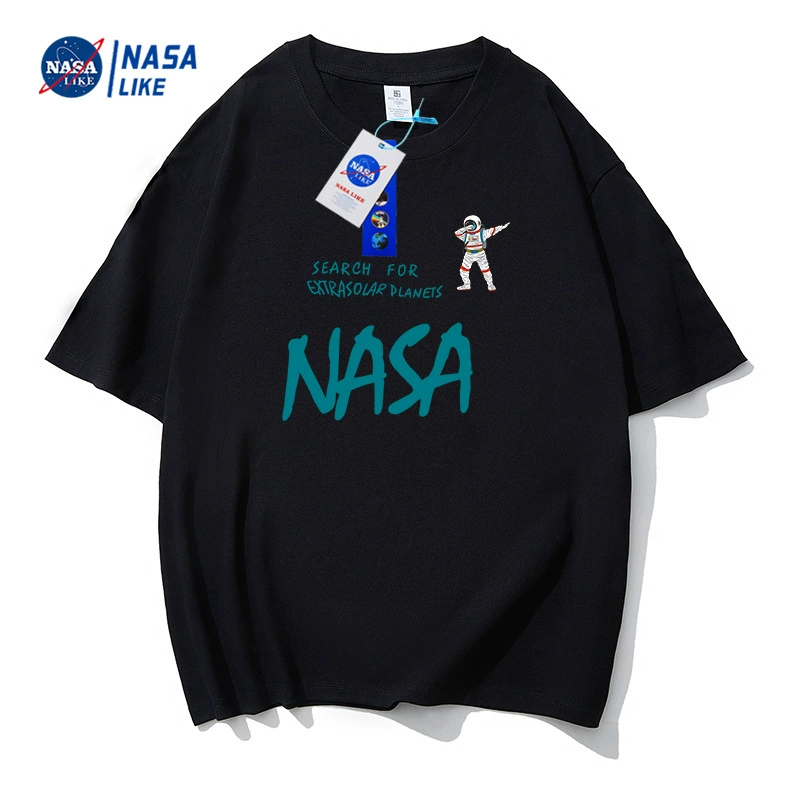 Футболка с коротким рукавом (NASA) — летный хлопок-шелк смесь, комфортная для тела, размеры M–4XL