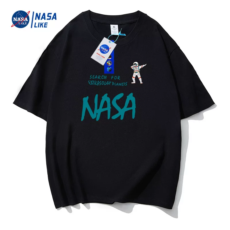 Футболка с коротким рукавом (NASA) — летный хлопок-шелк смесь, комфортная для тела, размеры M–4XL