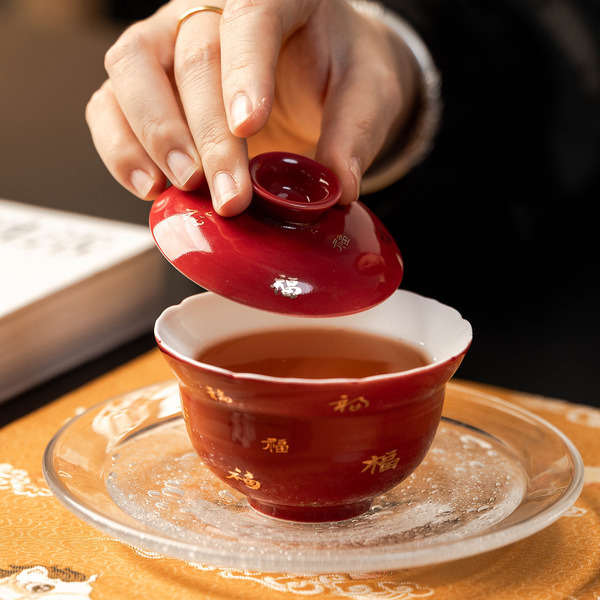 Ceramic festive tea cup for home use