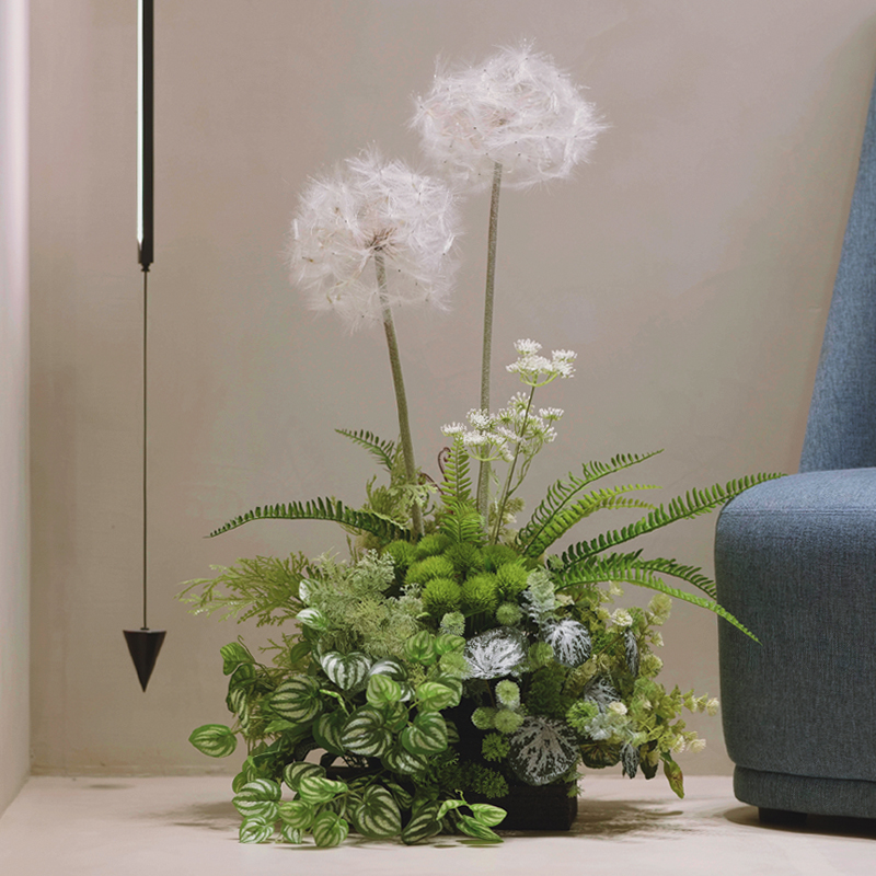 Pequeña Planta artificial paisaje helecho manejar manojo de plantas sienten flores falsas paisaje interior esquina ventana paisaje Decoración