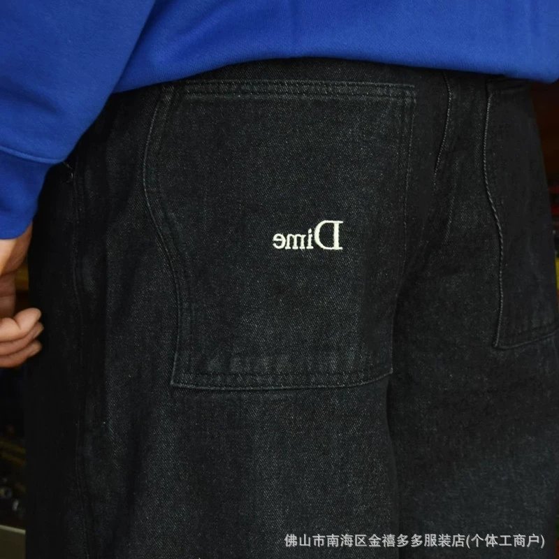 [Наличие на складе уличные скейтборд Dime Baggy прямые свободные повседневные DENIM PANTSwashed denim мужские]