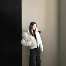 大毛领短款羽绒服女2025年新款白鸭绒宽松小个子加厚冬季外套爆款