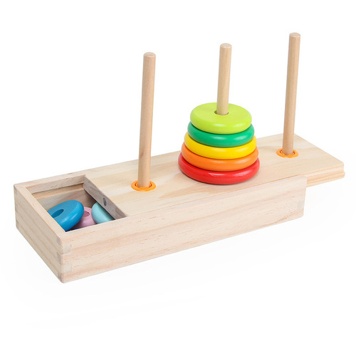 汉诺塔 木制8层十10层盒装逻辑思维训练通关益智类游戏小学生玩具