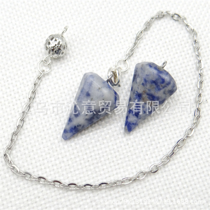 Venta caliente ágata natural cristal piedra preciosa cono hexágono cono colgante DIY cristal colgante espíritu péndulo