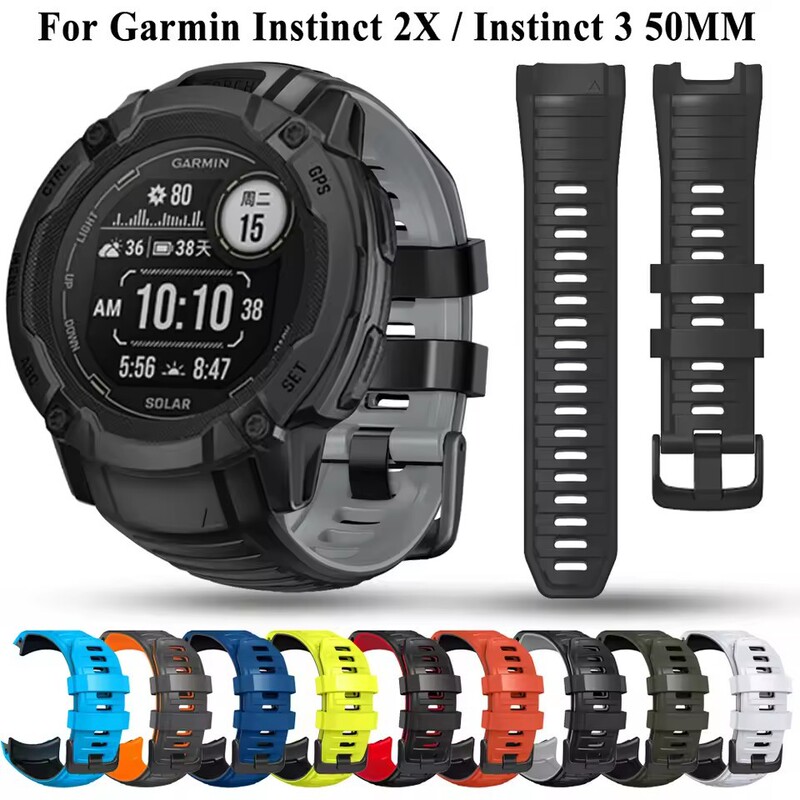 Suitable for Garmin Instinct 2X Two-Color Silicone Watch Strap Instinct 2X Replacement Watch Wrist Strap
