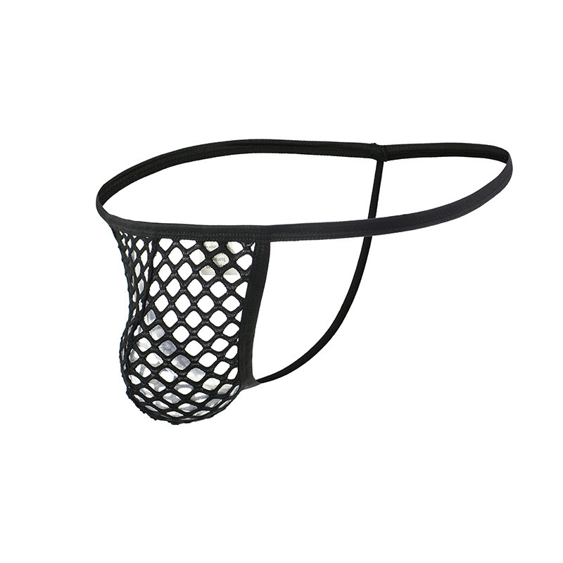 Manufacturer Wholesale Hip-Revealing Men's Underwear Large Mesh Sexy Thin Strap Pants U-Convex Fishnet Low-Waist Single Briefs Amazon