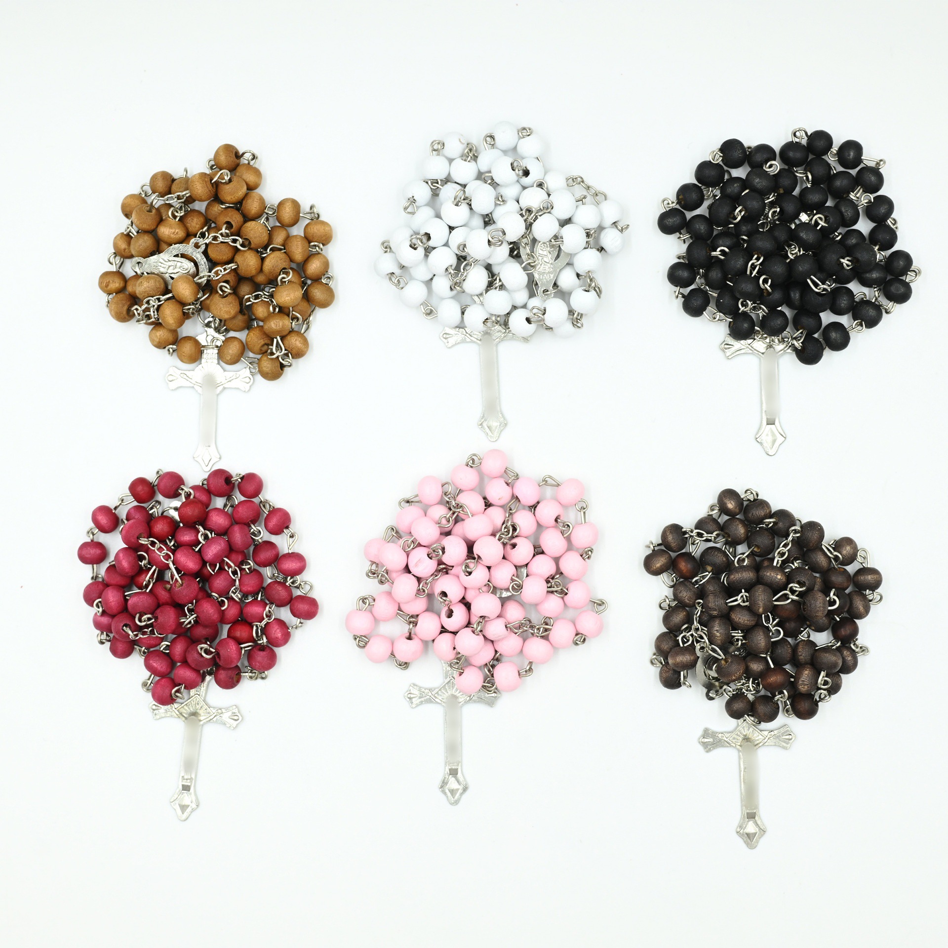 欧美天然十字架祈祷念珠木珠项链红色香味小众高级感男女通用饰品