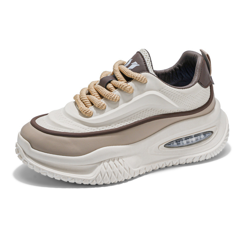Spring Thick-Soled Leather Platform Dad Sneakers Versatile Color-Block Student Casual Shoes Versatile Men's Shoes_vogvips.com